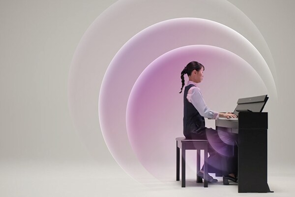 Sound waves expanding from an ARIUS piano