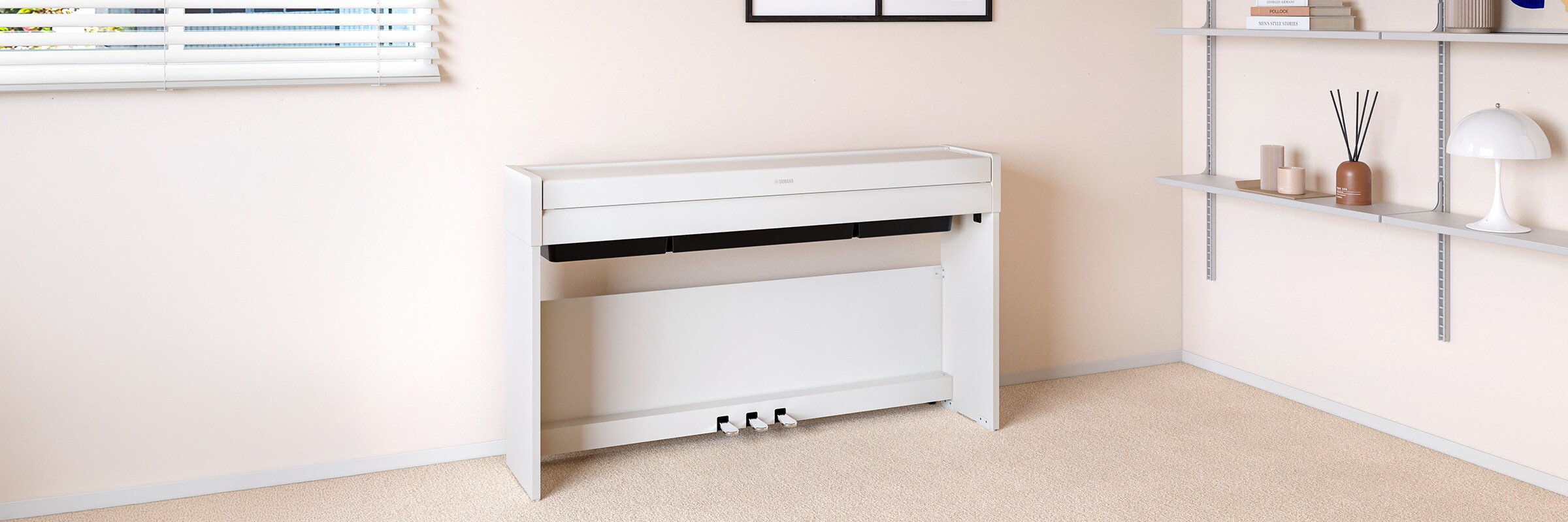 An ARIUS piano placed in a room, with the lid closed
